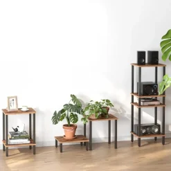 Bijzettafel - industrieel - 55x38x30 cm - vintage bruin