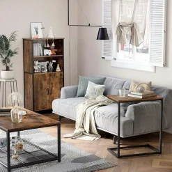 Bijzettafel - industriële look - 55x66x35 cm - vintage bruin