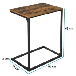 Bijzettafel - industriële look - 55x66x35 cm - vintage bruin