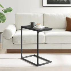 Bijzettafel - Koffietafel - 55x35x66cm - Metaal & Spaanplaat - Zwart