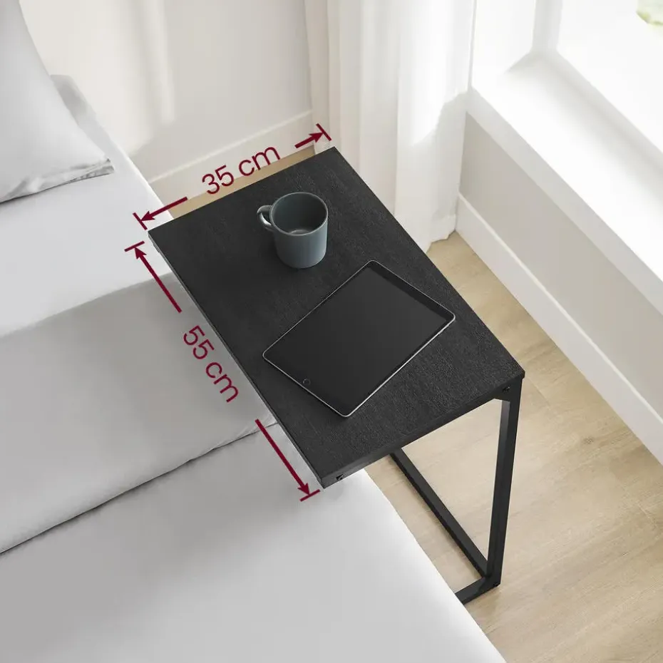 Bijzettafel - Koffietafel - 55x35x66cm - Metaal & Spaanplaat - Zwart