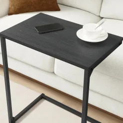 Bijzettafel - Koffietafel - 55x35x66cm - Metaal & Spaanplaat - Zwart