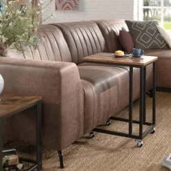 Bijzettafel - met wieltjes - vintage look - 50x62x35 cm - vintage bruin