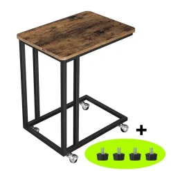 Bijzettafel - met wieltjes - vintage look - 50x62x35 cm - vintage bruin