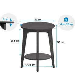 Bijzettafel - Nachtkastje - Kleine Salontafel - Zwart - 50x40x40 cm - Banktafel