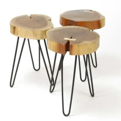 Bijzettafel Boomstam Arbor acaciahout - 32x32x45 cm - Hout - Bruin