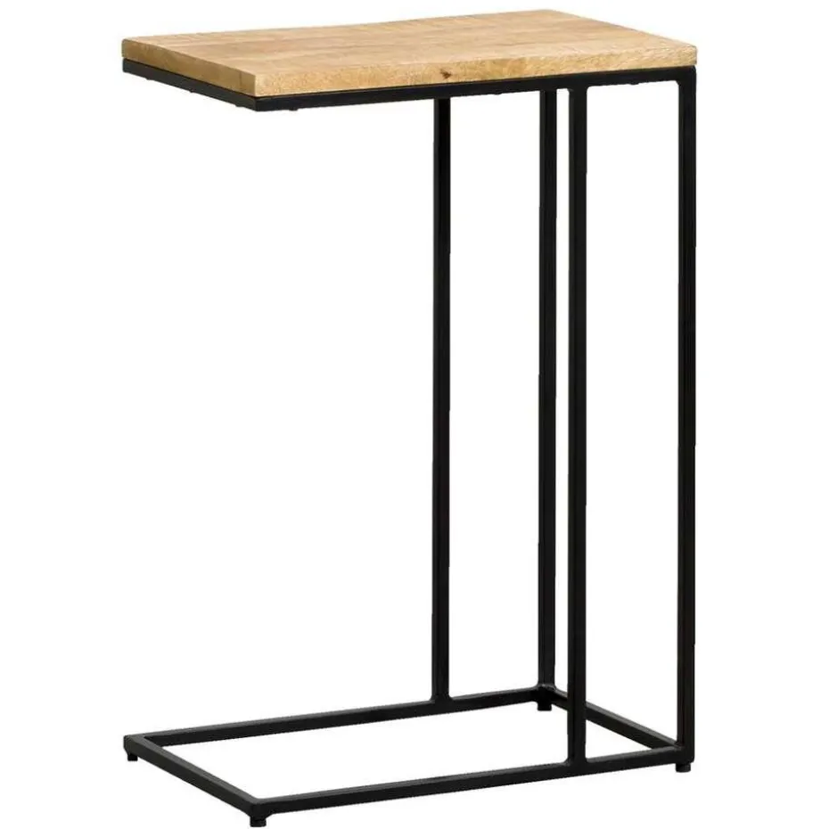 Bijzettafel Kyan - zwart/naturel - 60x40x25 cm