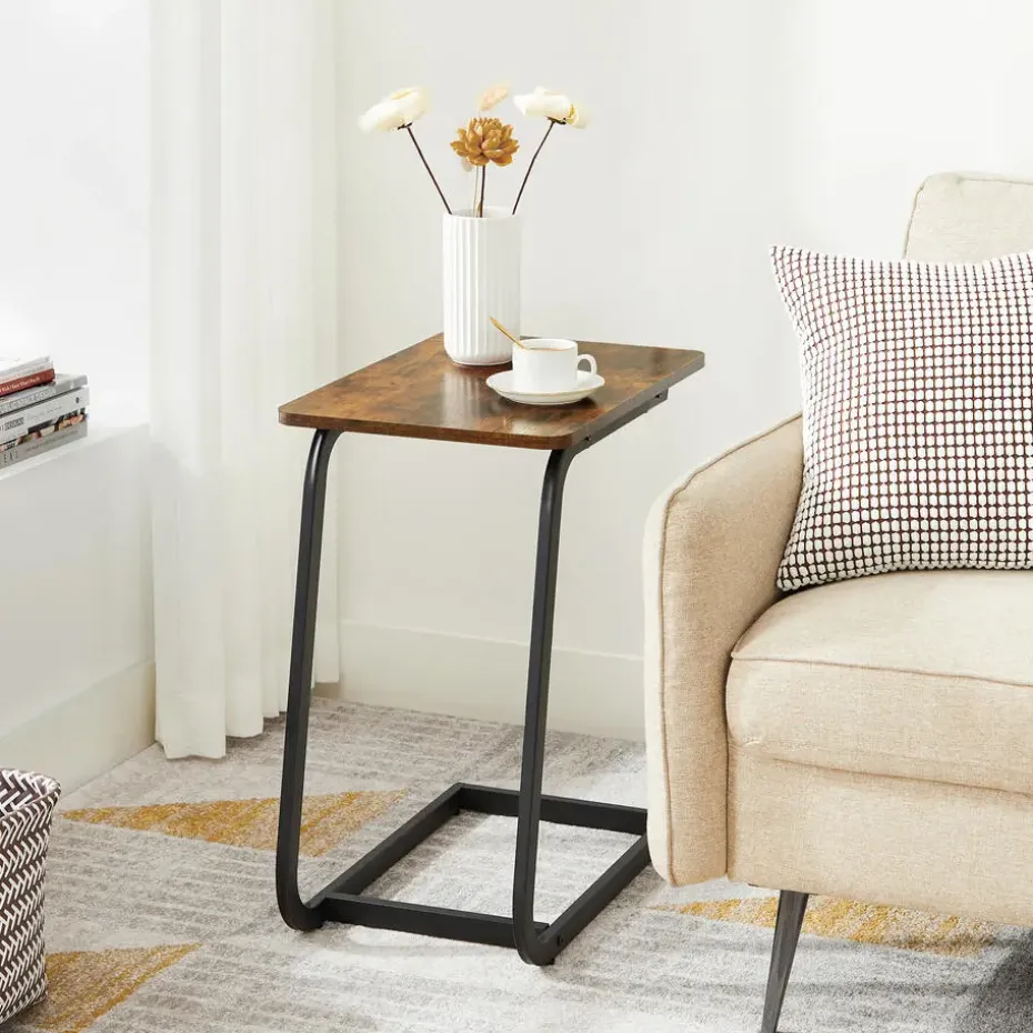 Bijzettafel met Vintage Look - 50x62x35 cm - Zwart en Bruin