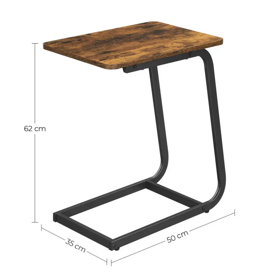 Bijzettafel met Vintage Look - 50x62x35 cm - Zwart en Bruin