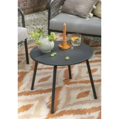 Bijzettafel Montreal - antraciet/metaal - Ø50 cm