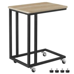 Bijzettafel op Wieltjes - Rollend Tafeltje - Lichte eik kleur