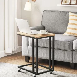 Bijzettafel op Wieltjes - Rollend Tafeltje - Lichte eik kleur