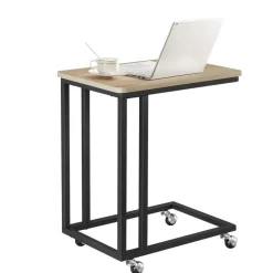 Bijzettafel op Wieltjes - Rollend Tafeltje - Lichte eik kleur