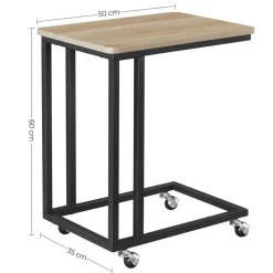 Bijzettafel op Wieltjes - Rollend Tafeltje - Lichte eik kleur