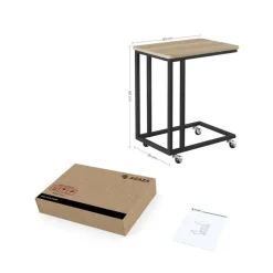 Bijzettafel op Wieltjes - Rollend Tafeltje - Lichte eik kleur