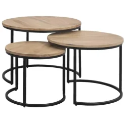 Bijzettafels Lex - mangohout - set van 3