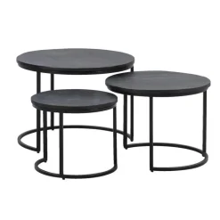 Bijzettafels Noxy - mangohout - set van 3