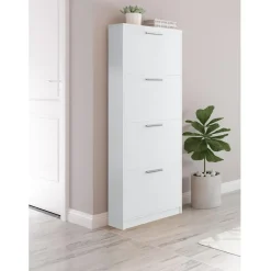 Bill - Schoenenkast met 4 kleppen in wit