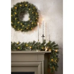 Black Box Trees Glendon Kerstkrans met LED Verlichting - Ø60cm - Groen