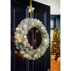 Black Box Trees Nagoya Kerstkrans met Verlichting - H12 x Ø60 cm - Groen