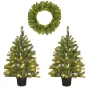 Black Box Trees Nagoya Set van 2 Kerstbomen en 1 Krans - H90 x Ø45 cm