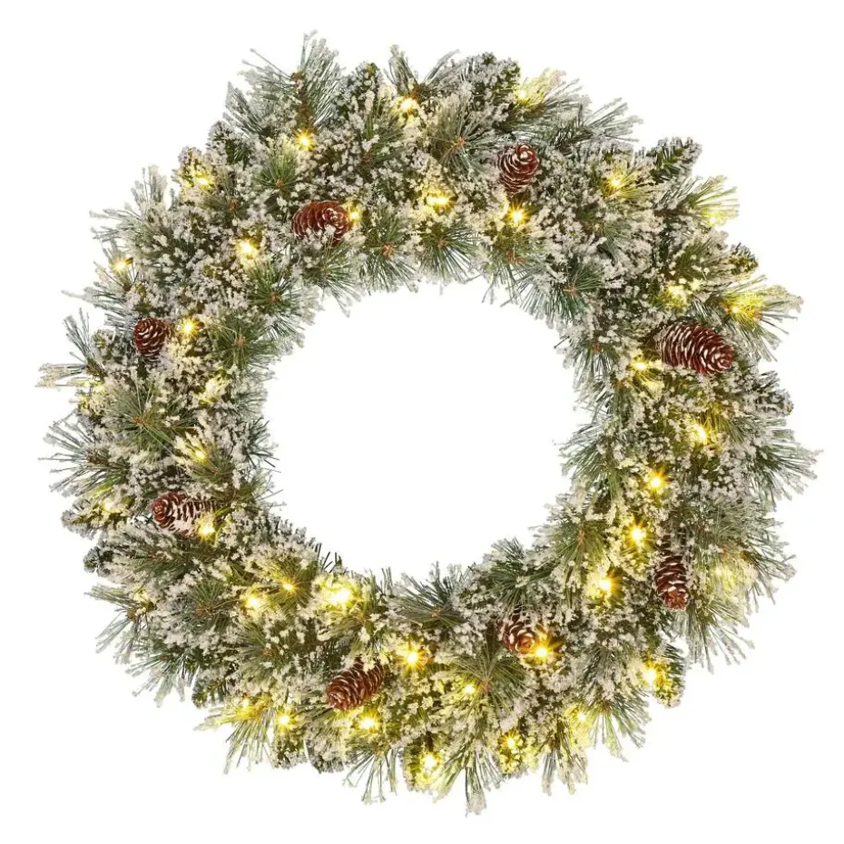 Black Box Trees Vandans Kerstkrans met LED - Ø60 cm - Groen Frosted