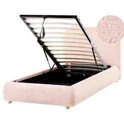 BLAGNAC - Bed met opbergruimte - Roze - 90 x 200 cm - Bouclé