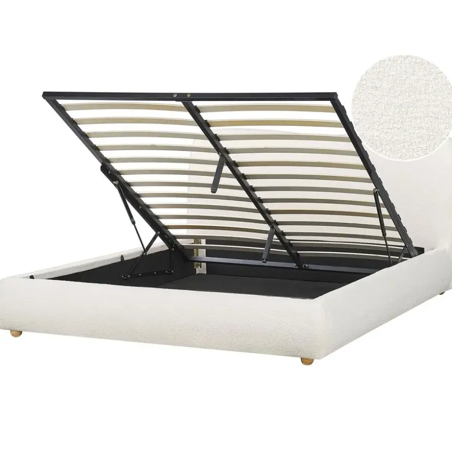 BLAGNAC - Bed met opbergruimte - Wit - 160 x 200 cm - Bouclé