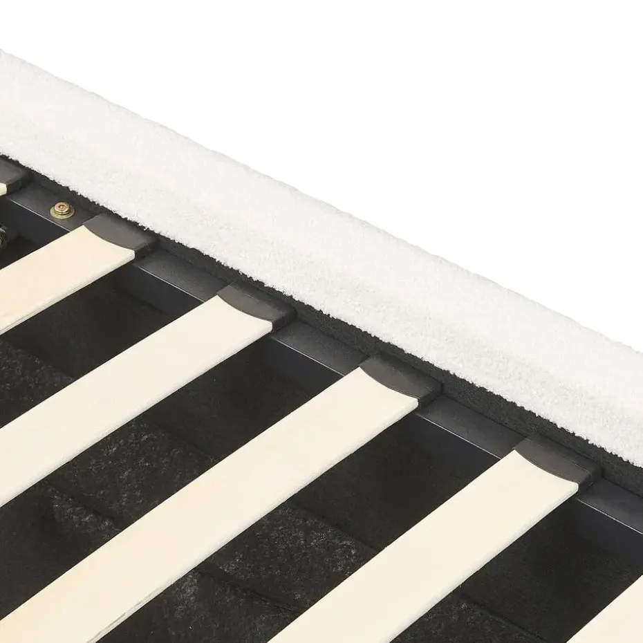 BLAGNAC - Bed met opbergruimte - Wit - 160 x 200 cm - Bouclé