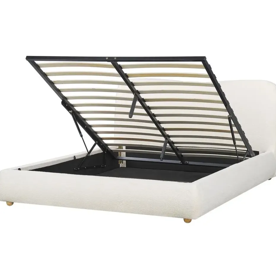 BLAGNAC - Bed met opbergruimte - Wit - 160 x 200 cm - Bouclé