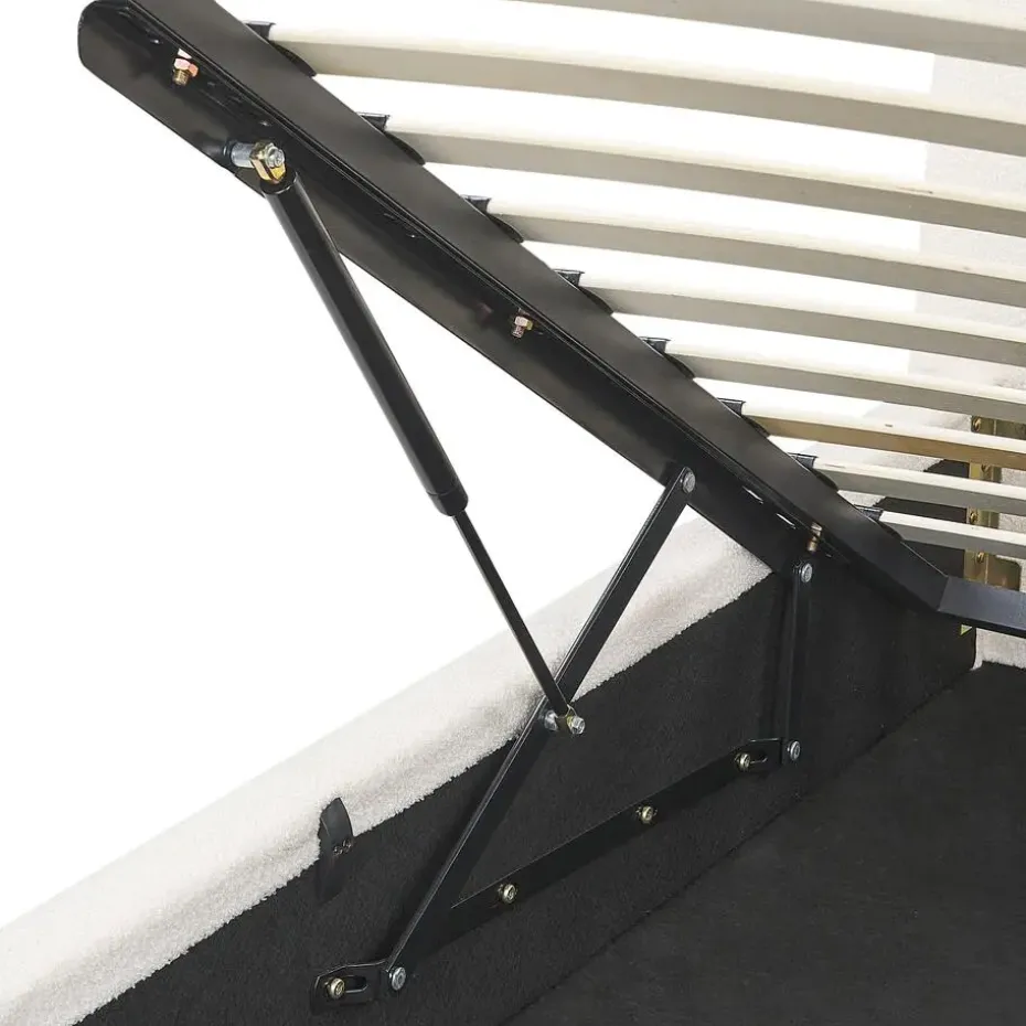 BLAGNAC - Bed met opbergruimte - Wit - 160 x 200 cm - Bouclé