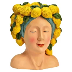Bloempot/vaas vrouwenhoofd - citroenenmeisje - 22 x 28 x 21 cm