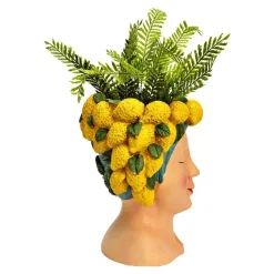 Bloempot/vaas vrouwenhoofd - citroenenmeisje - 22 x 28 x 21 cm