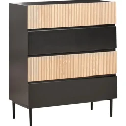 BLYTHE- Ladekast 4 lades - Zwart/Bruin - MDF