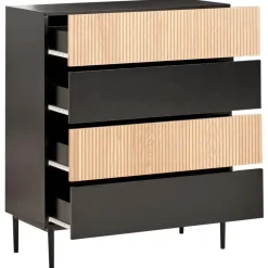 BLYTHE- Ladekast 4 lades - Zwart/Bruin - MDF