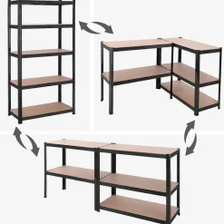 Bobbel Garden- Stellingkast - 5 planken - 180 x 90 x 40 cm - Zwart