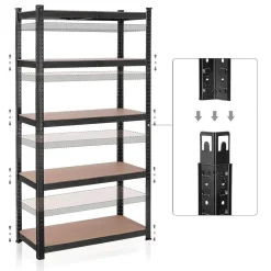 Bobbel Garden- Stellingkast - 5 planken - 180 x 90 x 40 cm - Zwart