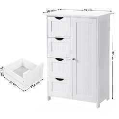 Bobbel Home - Badkamerkast - 4 laden - Houten - Wit