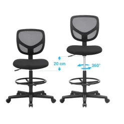 Bobbel Home - Ergonomische bureaustoel - Verstelbare voetsteun - Zwart