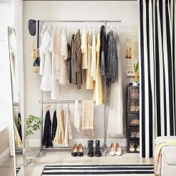 Bobbel Home - Garderoberek - Met wieltjes - Hoogte verstelbaar - RVS - Zilver