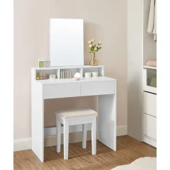 Bobbel Home - Kaptafel met rechthoekige spiegel - Wit