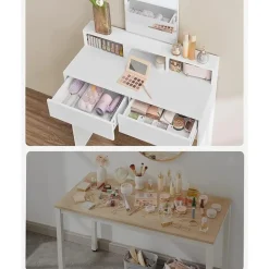 Bobbel Home - Kaptafel met rechthoekige spiegel - Wit