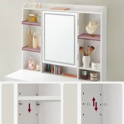 Bobbel Home - Moderne Witte Make-up tafel met Instelbare LED Verlichting