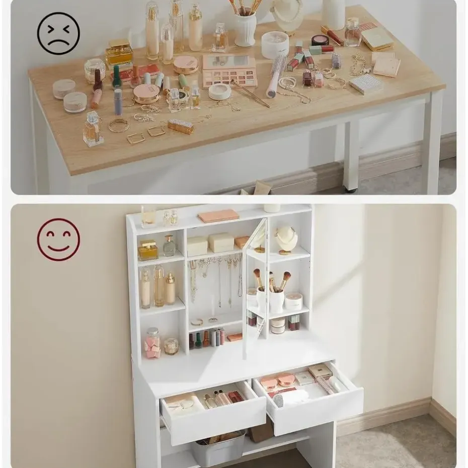 Bobbel Home - Moderne Witte Make-up tafel met Instelbare LED Verlichting