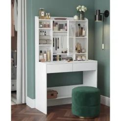 Bobbel Home - Moderne Witte Make-up tafel met Instelbare LED Verlichting