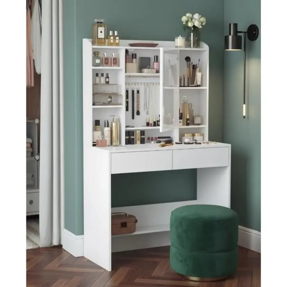 Bobbel Home - Moderne Witte Make-up tafel met Instelbare LED Verlichting