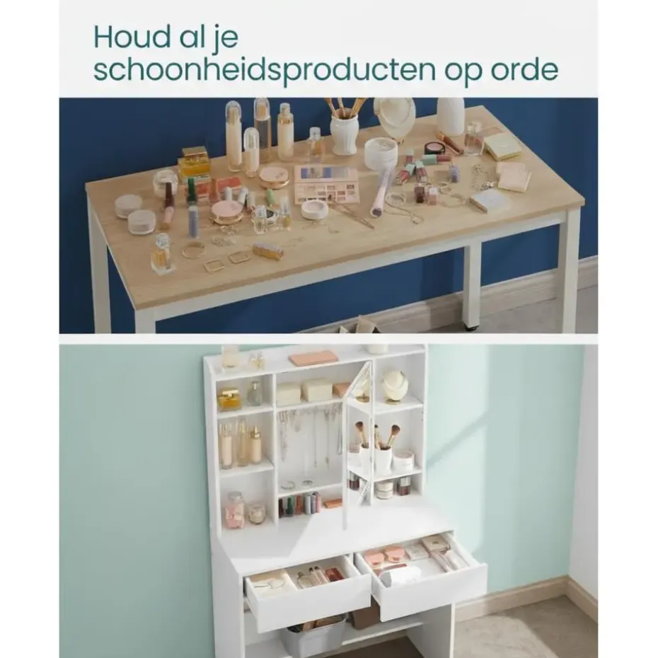 Bobbel Home - Moderne Witte Make-up tafel met Instelbare LED Verlichting