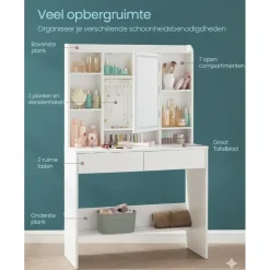 Bobbel Home - Moderne Witte Make-up tafel met Instelbare LED Verlichting