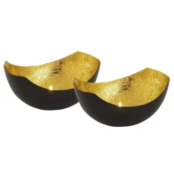 Bobbel Home - Waxinelichthouder set 2 stuks Kandelaar Love bowl vorm zwart mat