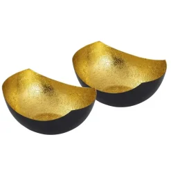 Bobbel Home - Waxinelichthouder set 2 stuks Kandelaar Love bowl vorm zwart mat